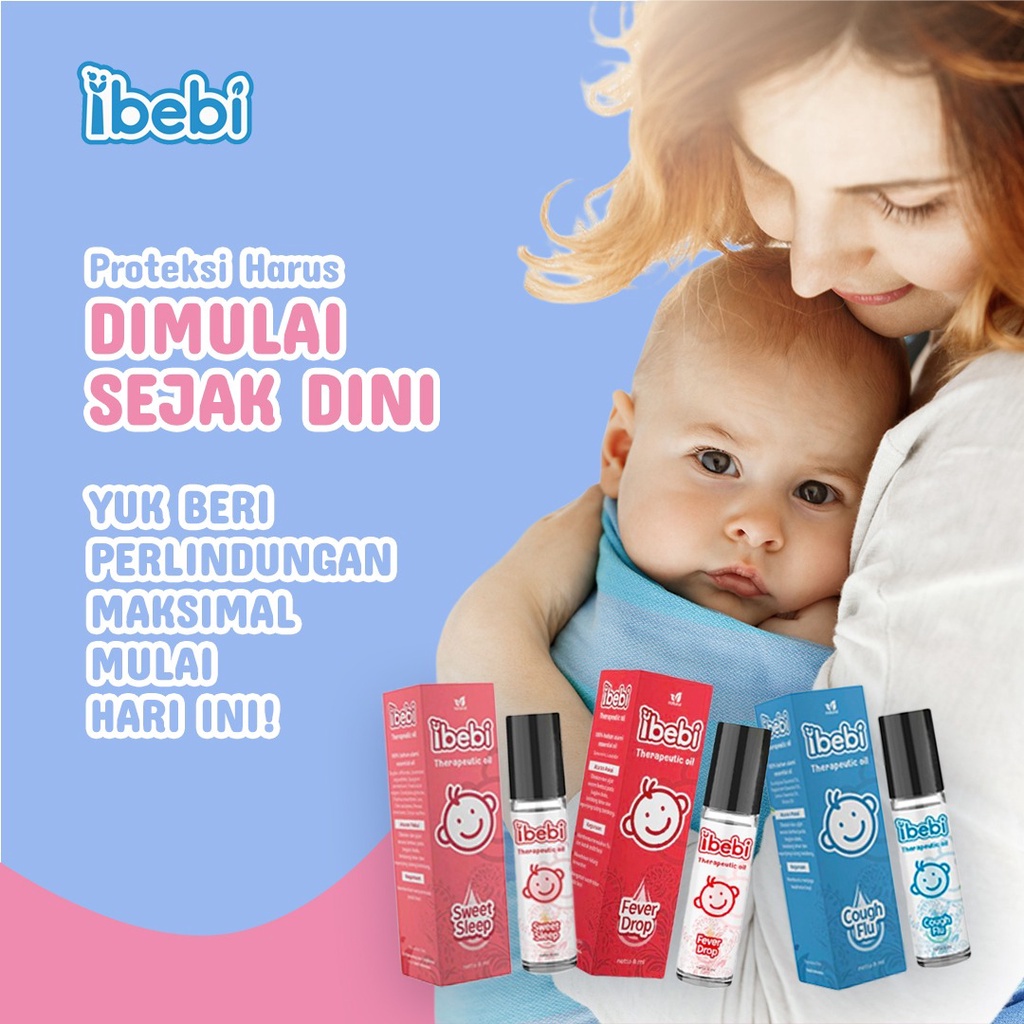 Ibebi Natural Therapeutic Essential Oil Cough &amp; Flu / Sweet Sleep / Essential Oil Baby Roll OnObat Flu Bayi / Obat Batuk Pilek Bayi / Obat Demam Bayi