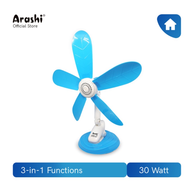 Kipas Angin Jepit Meja Dinding Baling 5 - Clip Fan Arashi AR 138 3 IN 1 30W - 30 Watt