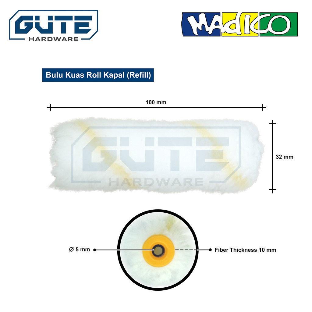 GUTE MADICO Bulu Kuas Roll Kapal Uk 4&quot; Refill / Isi Ulang SUPER