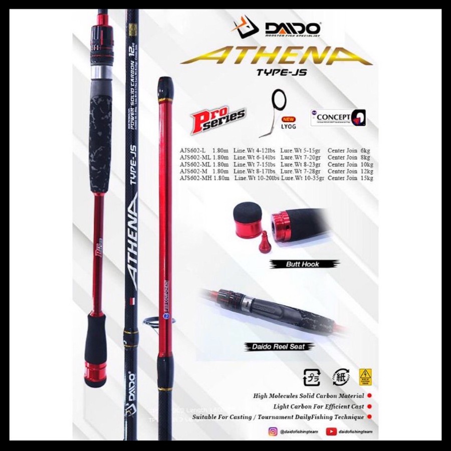 Alat pancing Joran Daido Athena JS- 8-17lbs Walesan ROD Casting Fuji