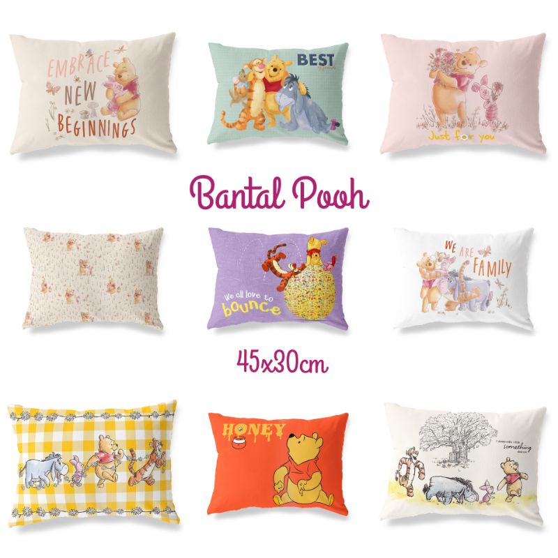 BANTAL TIDUR ANAK PRINT MOTIF POOH AND FRIENDS 45X30 CM