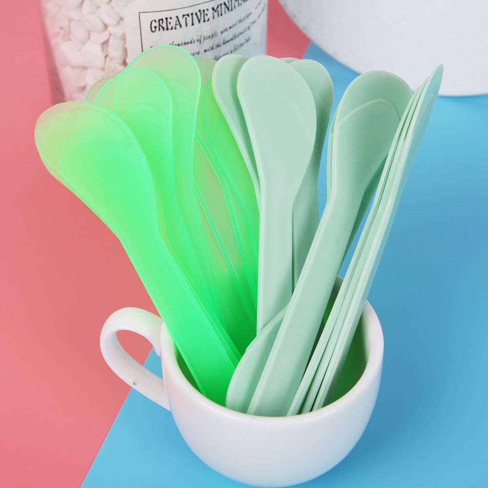 10pcs / Set Sendok Spatula Pengaduk Masker Bahan Plastik Bentuk Kipas Untuk Perawatan Kulit Wajah