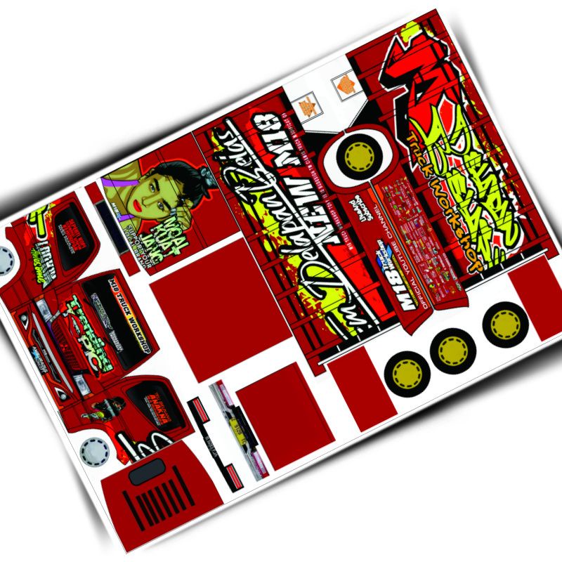 Pola stiker miniatur truk oleng trending topic 2 ukuran 30 cm