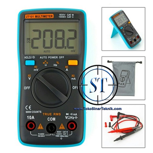 Multimeter Digital ZOTEK ZT101 Avometer Multitester AC DC Auto Range Voltage Current Ohm LED Backlight ZT-101