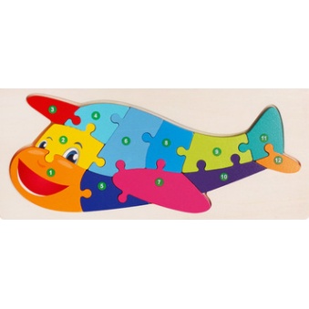 Mainan Edukasi Anak Basic Shape Kayu Balok Geo Geometri 3D Montessori Sensory Xylophone Jam Angka-PUZZLE PESAWAT