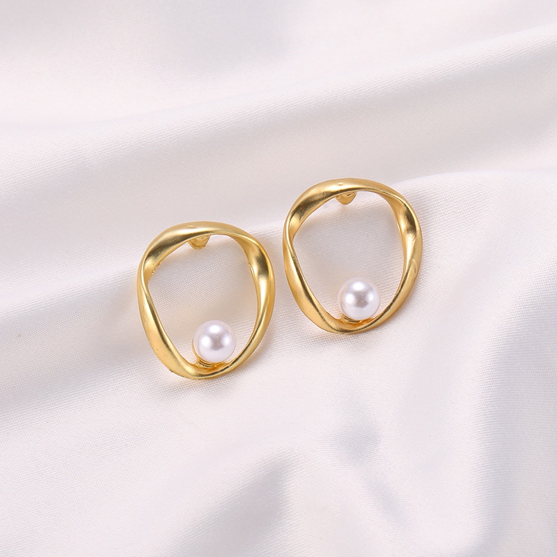 Sterling silver jarum matte mutiara anting-anting Korea Dongdaemun anting-anting sederhana temperame