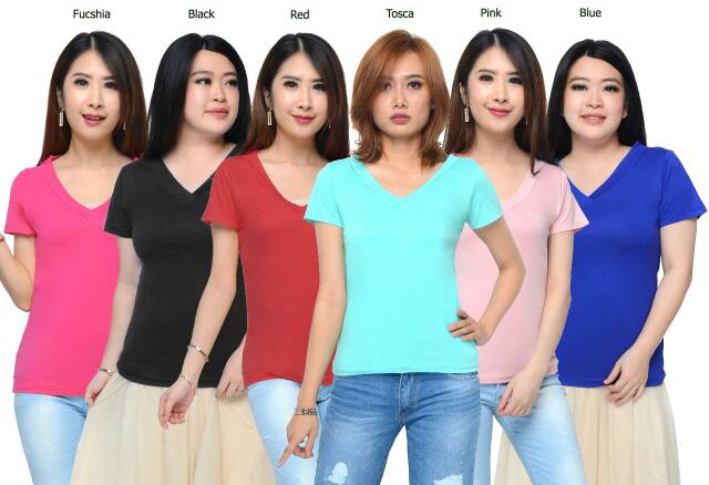 BAJU  WANITA MURAH POLOS V-NECK SILANG