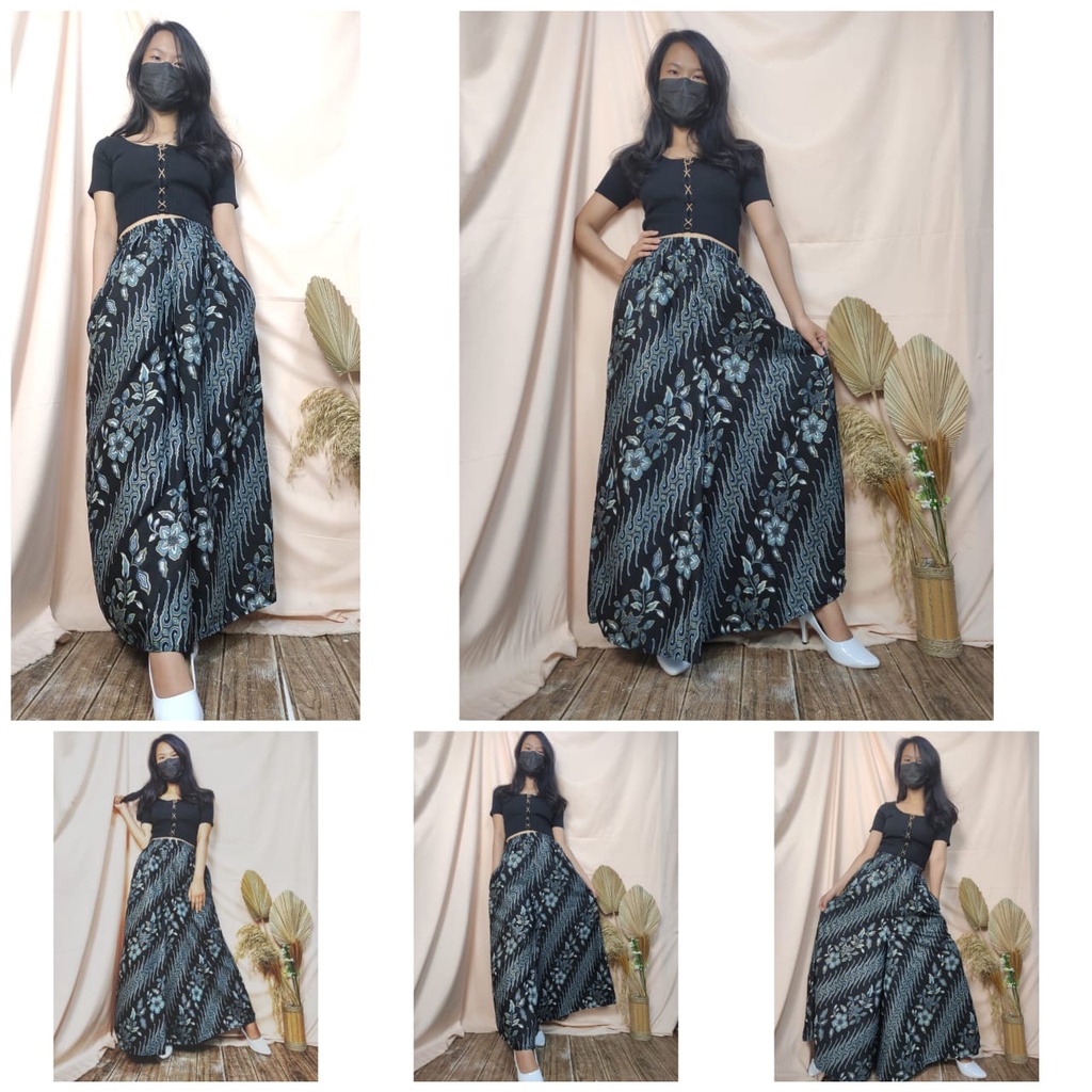 XS - Cj Collection Alena Celana Kulot Rok Batik Panjang Wanita Jumbo Long Pant/ Celana Rok/Celana Ku