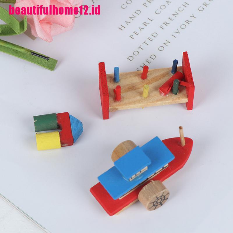 【beautifulhome12.id】1/12 Cute Dollhouse Children's toy Three Piece Set Dolls Miniature Decoration