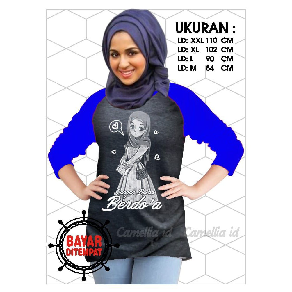 Kaos Raglan (BERDOA)/Kaos Wanita Lengan 3/4/ Kaos Wanita/ Kaos Cewe/ Kaos Oblong/Misty