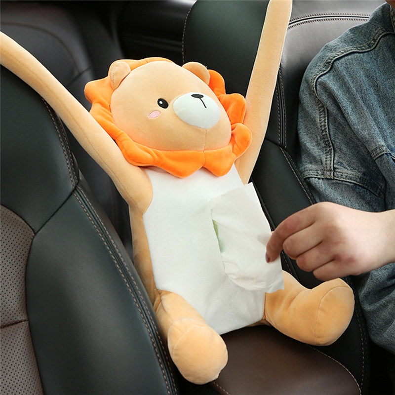 TK Cartoon Car Tissue Box Creative Lovely Rabbit Short Plush Tissue Box Holder for Armrest Box Seat Tissue Box