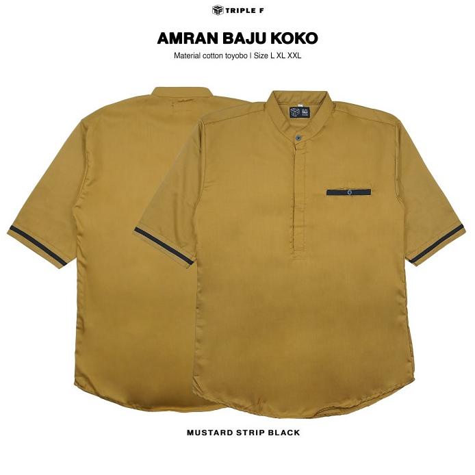 Triple F Baju Koko Pendek Pria Amran Series Mustard DiskonR38A