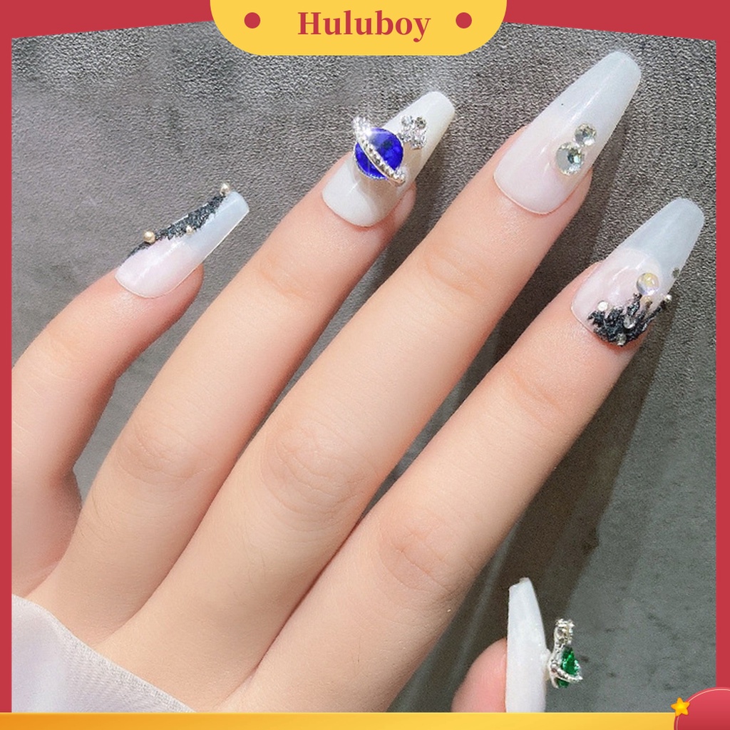 Huluboy Huluboy♡ 5 Pcs / Set Ornamen Kuku Efek Glitter 3D Warna-Warni Untuk Wanita