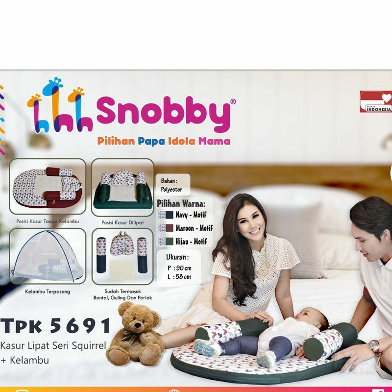 [2 kg] Snobby Kasur Bayi Lipat  + Kelambu Print Squirrel Series - TPK 5691