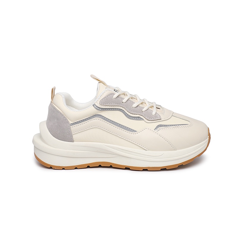SEVEN_DAY SEPATU SNEAKERS WANITA KOREA IMPORT SPORT SHOES KREM H-515-krem