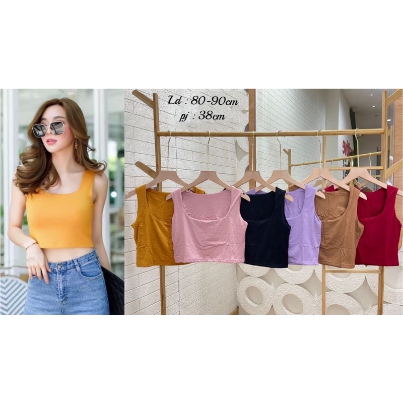 tanktop polos square wanita import murah,atasan tanktop crop polos square cwe import murah korean