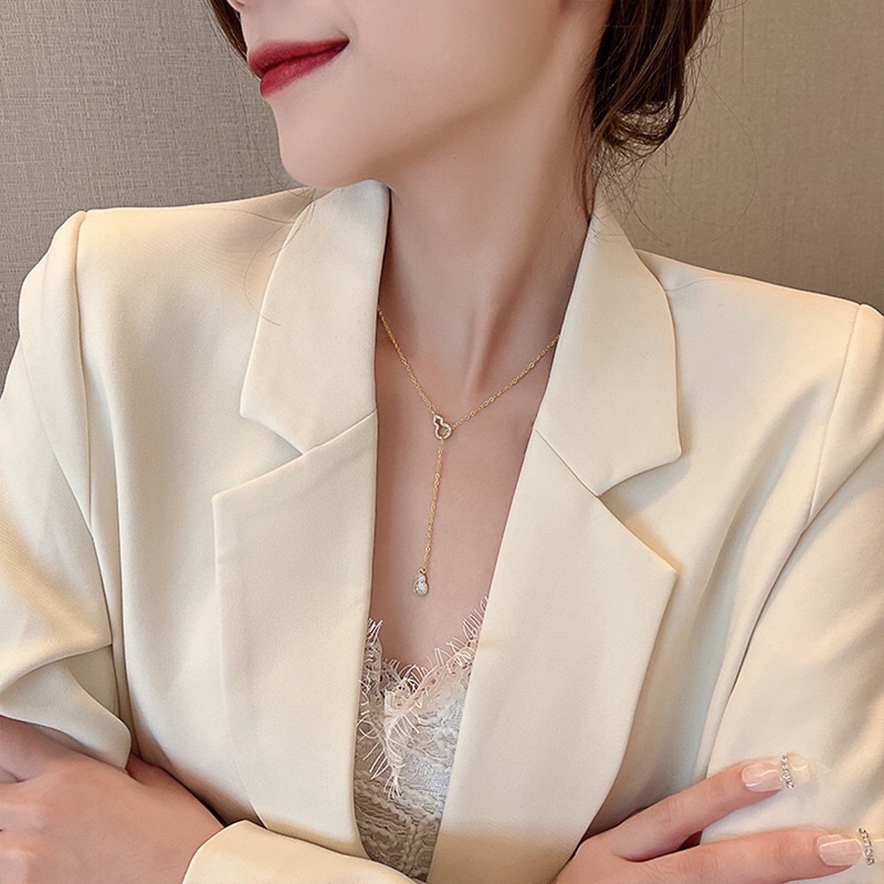 Kalung Titanium Serut Mata Tanam Trending Vintage Korea Fashion Style