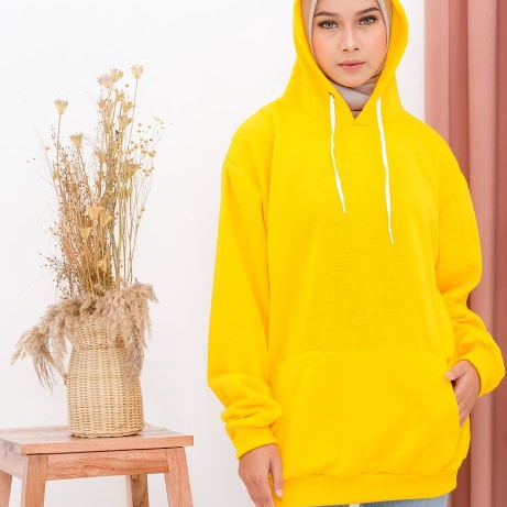 Sweater Hoodie Polos Oversize Jaket Pria Wanita Premium WARNA KUNING