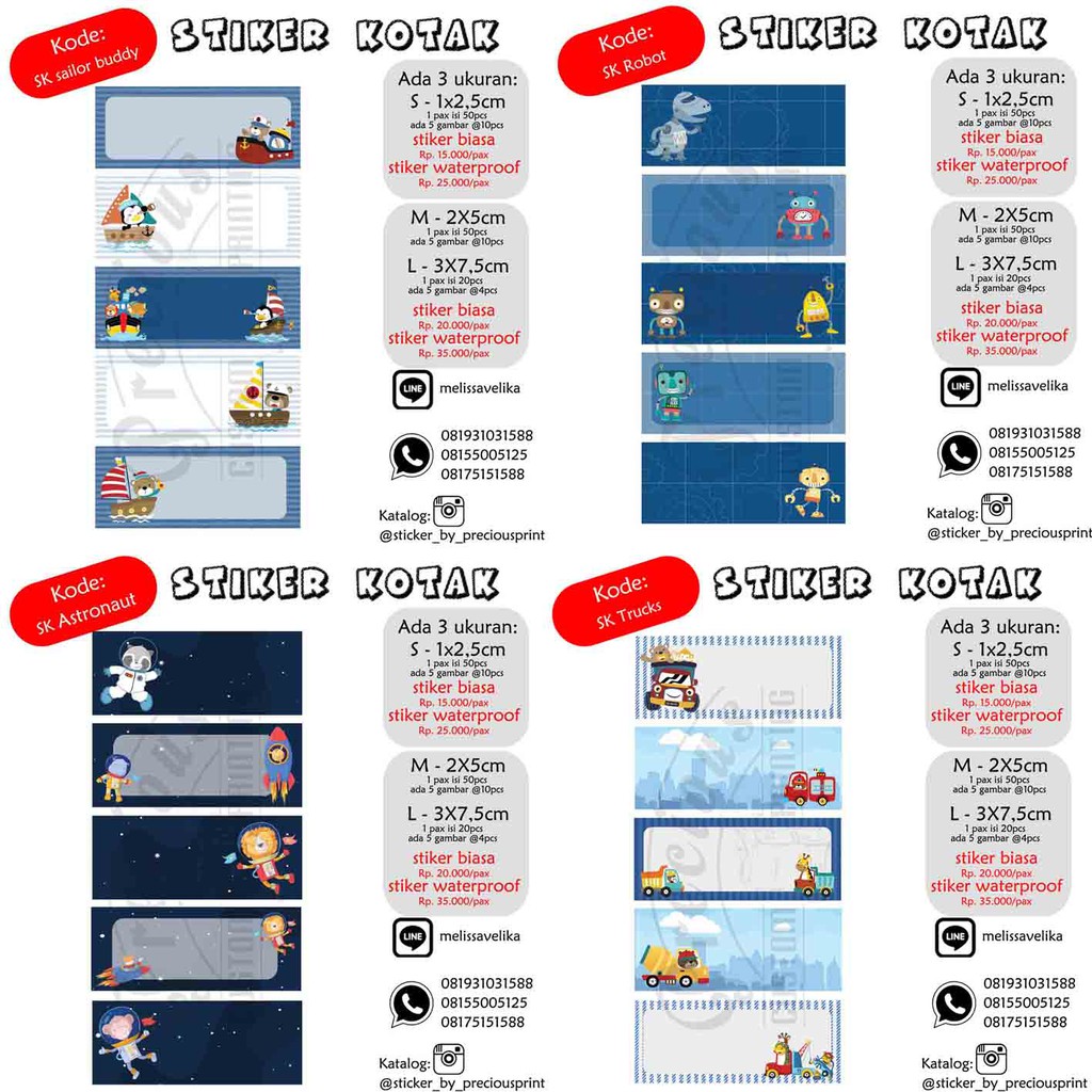 

STIKER NAMA SK ROBOT , ASTRONAUT , TRUCKS , SAILOR BUDDY