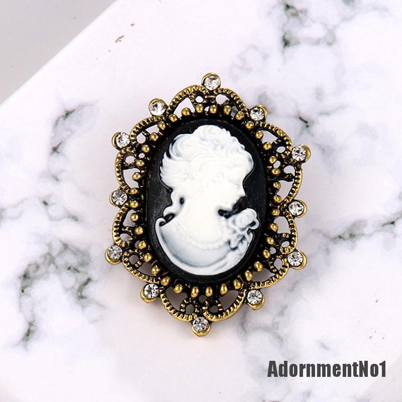 (Adornmentno1) Pin Bros Bunga Cameo Hiasan Kristal + Berlian Imitasi