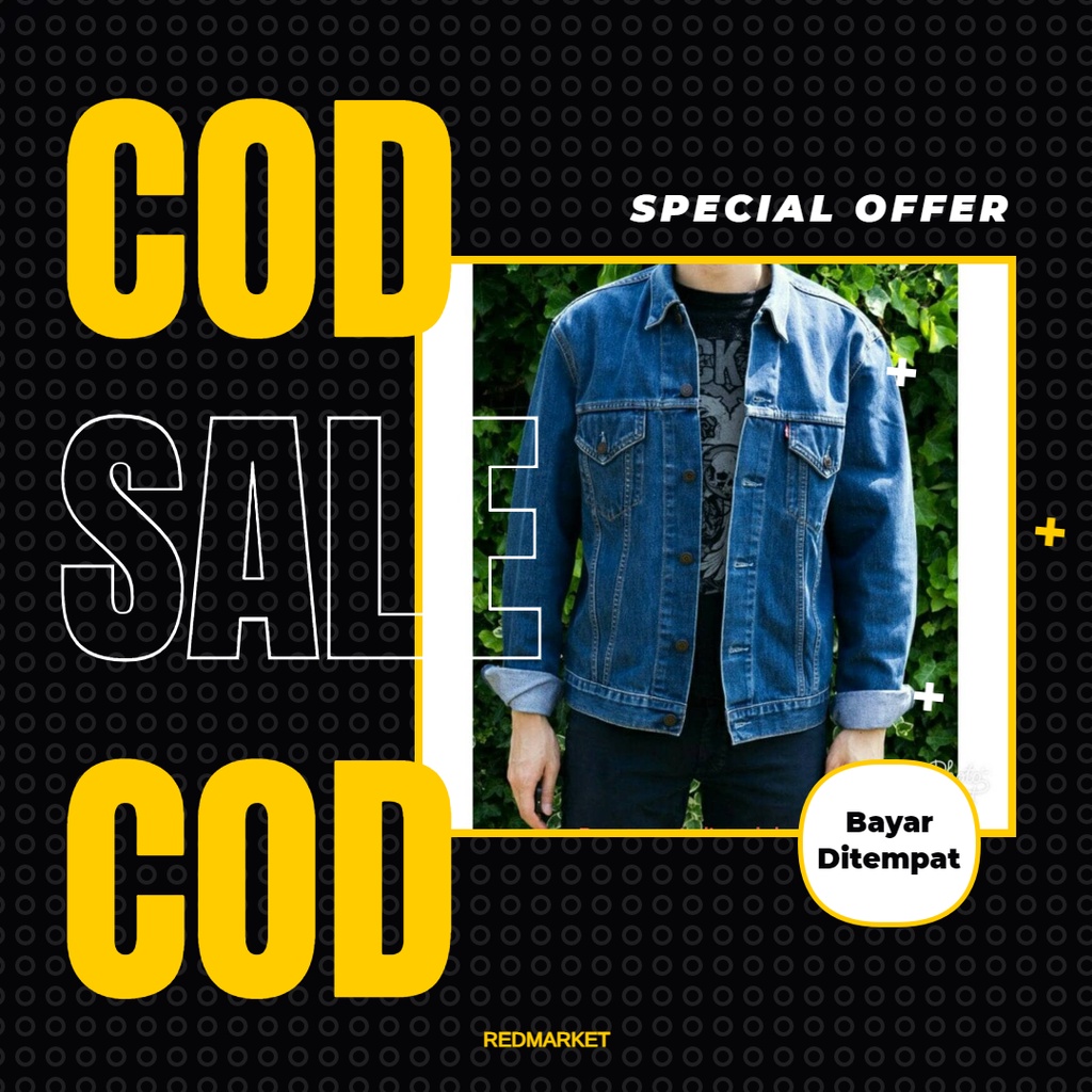 Jaket Jeans Jins Pria Cowok Levis Lepis Murah Keren Original Terbaru Sandwash Biowash