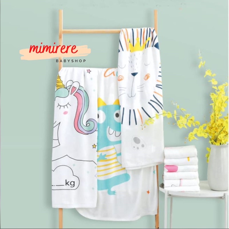 Bedong Handuk Selimut Multifungsi  Premium Katun organik Bamboo 120 x 110 cm | Handuk Bayi Lembut katun Jepang