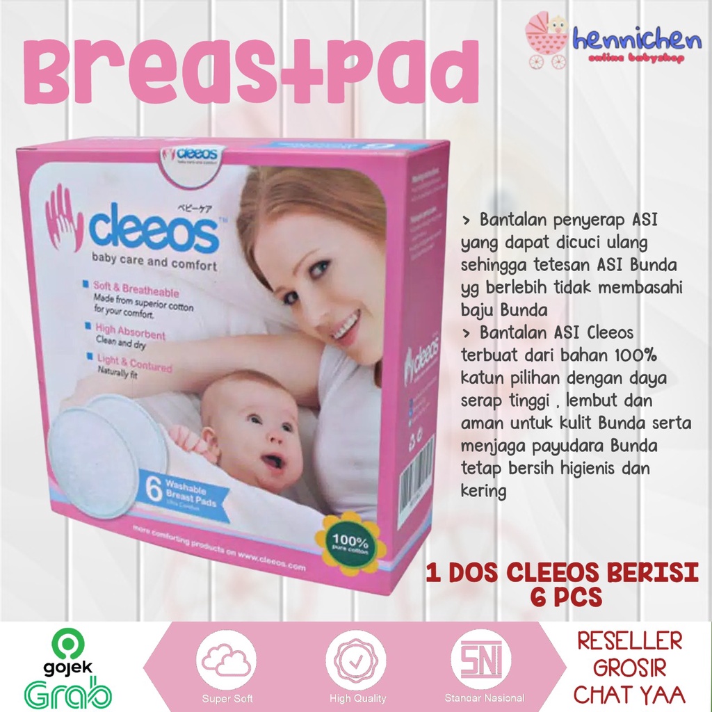 Breastpad cleeos natural isi 6pcs bisa dicuci ulang / DACCO MAMAPAD /BREASTPAD AVENT