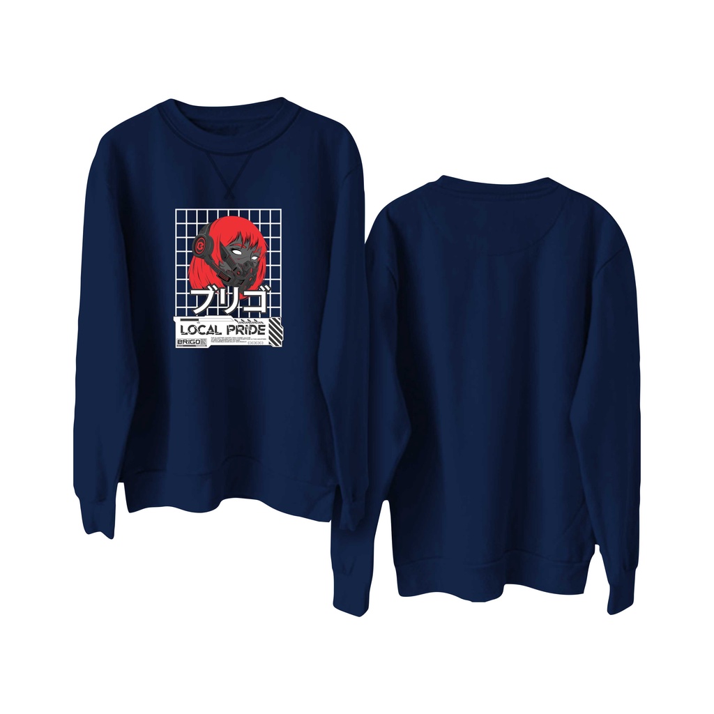 BRIGO Basic Sweatshirt  CYBERPUNK II Sweater Crewneck BRIGO CYBERPUNK Sablon DTF Fleece Cotton M-XXL (Pria &amp; Wanita) Free stiker&amp;Gantungan Kunci