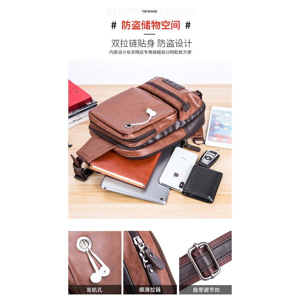 [ORIGINAL] Etonweag Tas Selempang Kulit Pria Korean Style Shoulder Messenger Bag Outdoor Sports Import