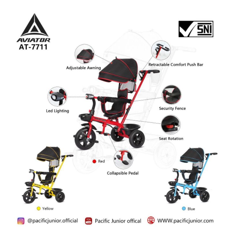 SEPEDA ANAK RODA TIGA TRICYCLE AVIATOR AT-7711