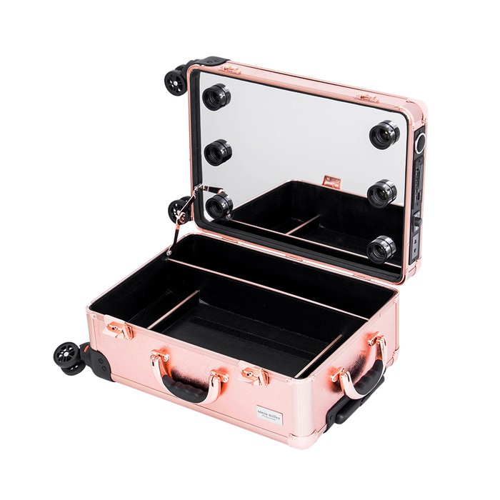 Sonia Miller Beauty Makeup Case With 6 Tri-Color Led Light Bulbs&Legs Messy Line Rose Gold