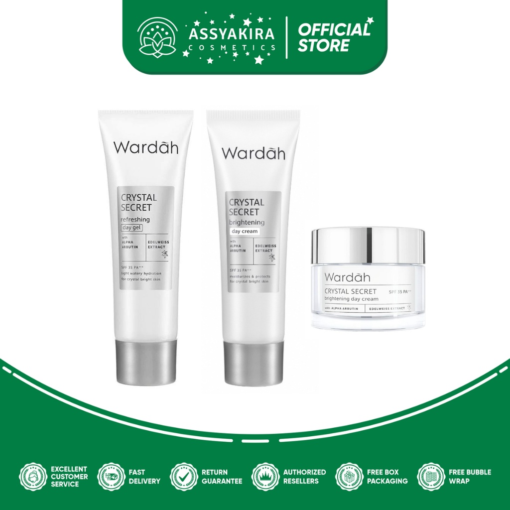 Wardah Crystal Secret Brightening Day Cream 9ml, 15ml | Wardah Crystal Secret Day Gel 15ml