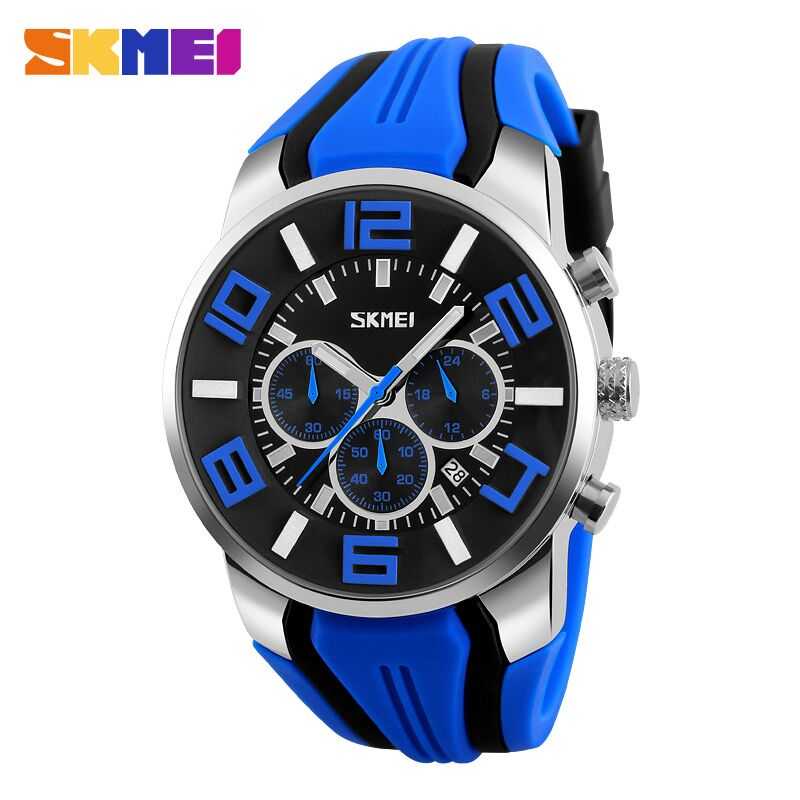 SKMEI Jam Tangan Analog Pria  9128 Aneka warna Hitam Merah Biru Hijau kuning Titanium Gray Silver Pu