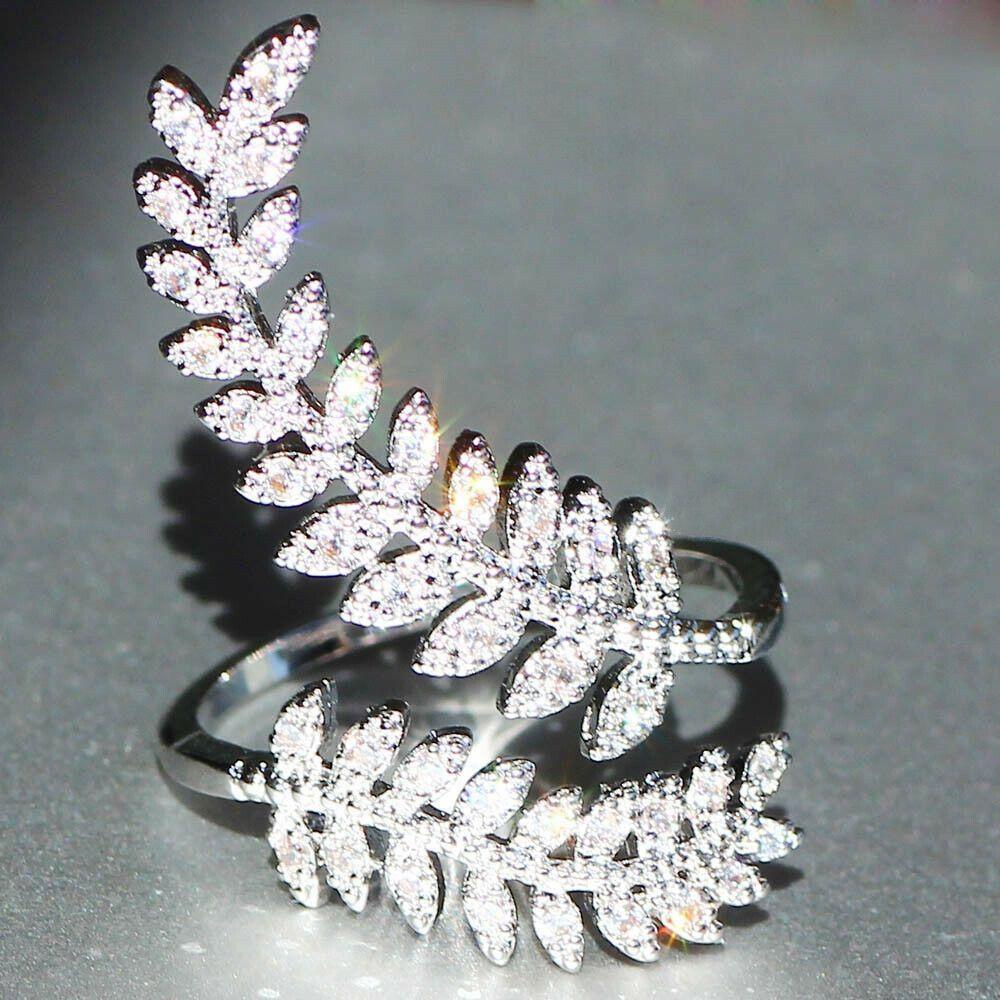 Lily Creative Leaf Rings Cubic Jewelry Zircon Perak