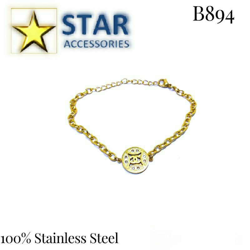 Gelang Channel Titanium Gold | Gelang Chenel Titanium Gold