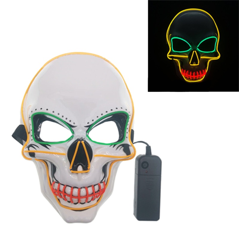 Zzz Lampu LED EL Wire Bentuk Tengkorak Seram Untuk Kostum Halloween