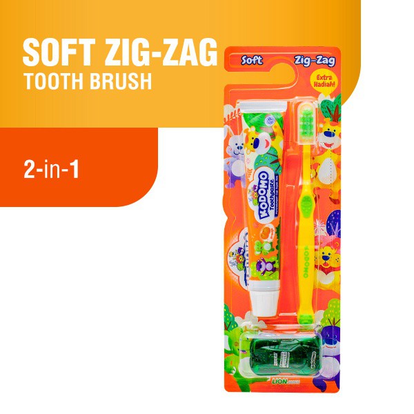 KODOMO TOOTHBRUSH Zig-Zag 2 in 1/PASTA GIGI ANAK2 PLUS SIKAT/Sikat Gigi Anak2