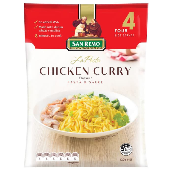 SAN REMO LA PASTA CHICKEN CURRY FLAVOUR Pasta &amp; Sauce 120gr