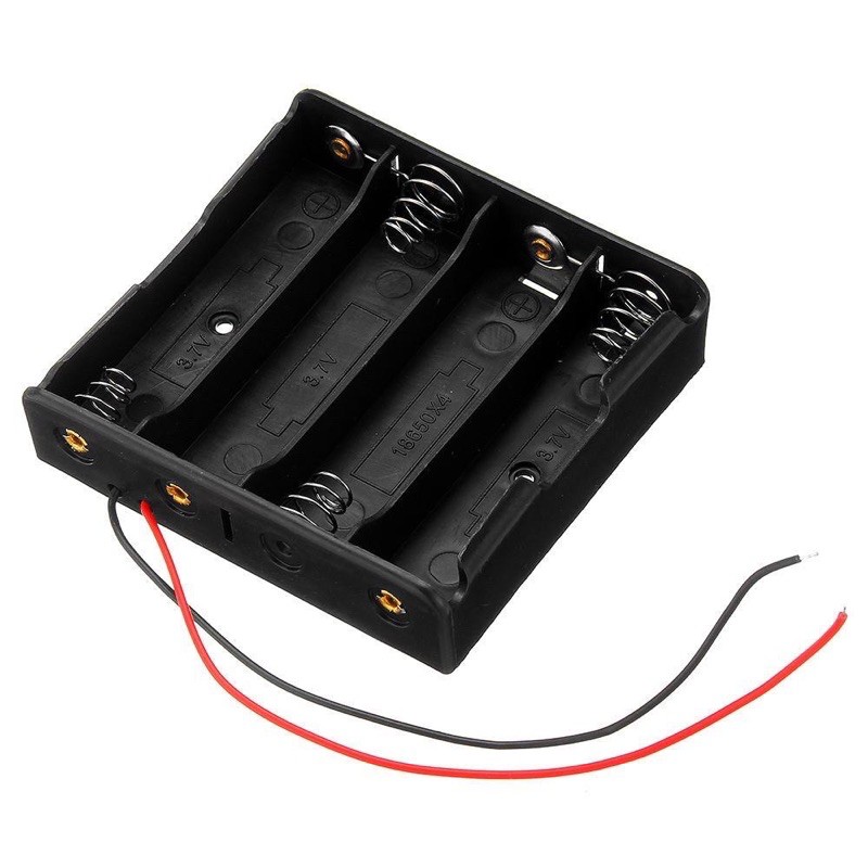 Kotak Case Holder Baterai 18650 4 Slot Bahan Plastik Dengan Pin Kabel Diy