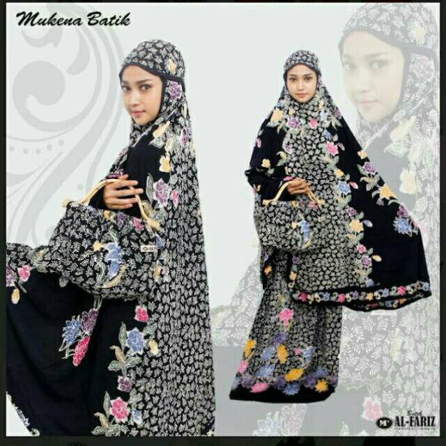 Mukena batik encim khusus hitam Al fariz