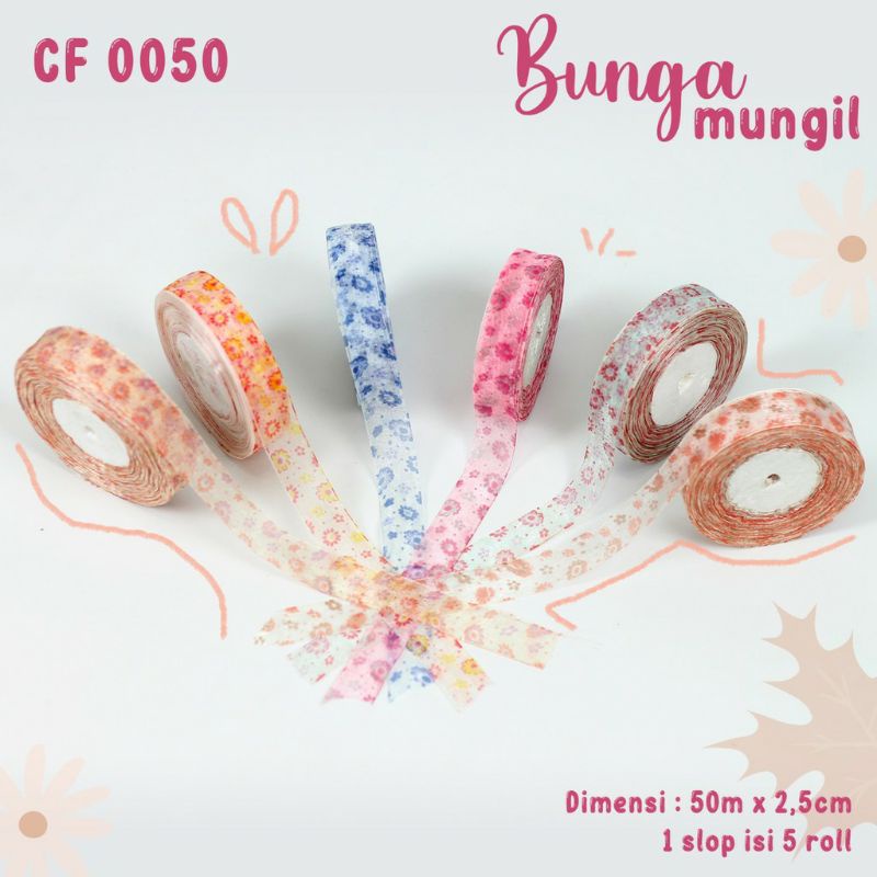 (5 meter)Organdi Motif Bunga Mungil CF0050 - 6 Pilihan Warna