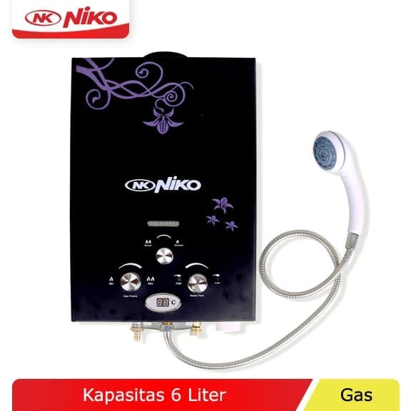 NIKO NK-6LDN Gas Water Heater Motif Bunga Pemanas air Digital LED