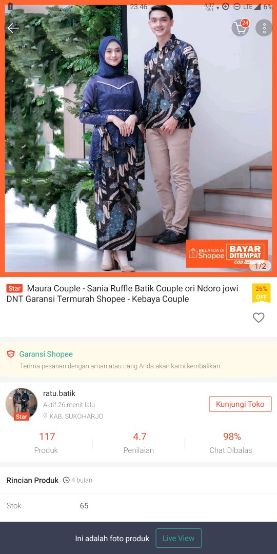 Maura Couple - Sania Ruffle Batik Couple Ori Ndoro Jowi Dnt Garansi Termurah Shopee - Kebaya Couple