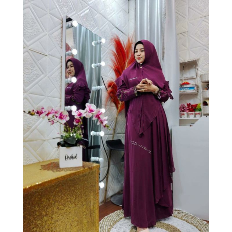DRESS SYARI THANTCHY POLOS Premium SET BY YODIZEIN Original Gamis Syar'i With Khimar Ceruti Premium