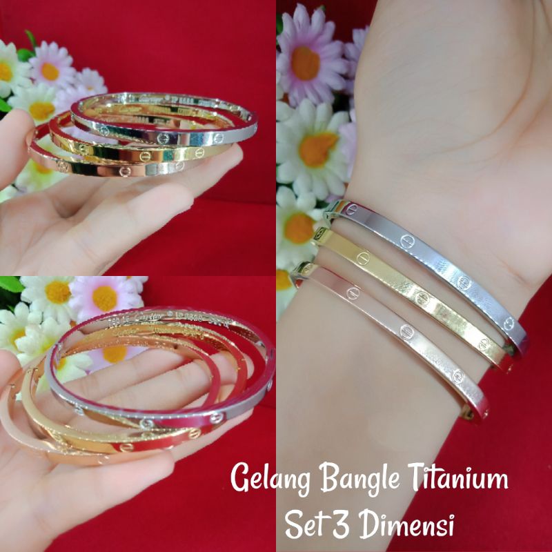 GELANG SET TITANIUM ASLI KOMNINASI/GROSIR GELANG TITANIUM