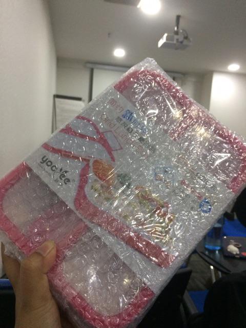 Yooyee Kotak Makan Grid Bento Lunch Box 3 Sekat Anti Bocor  - Packing Bubble Dan Karton