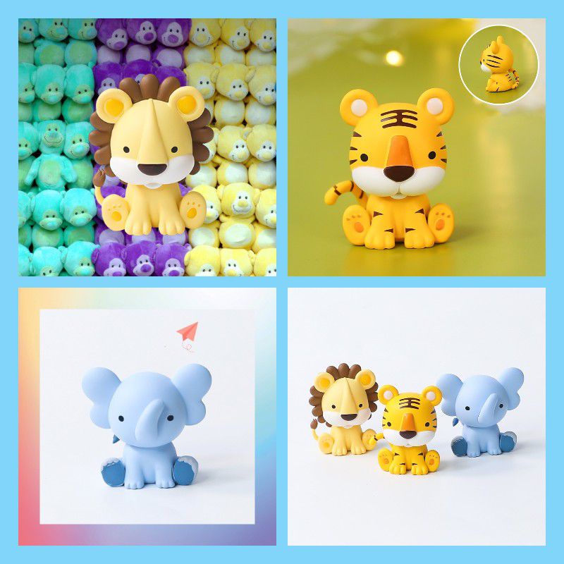 Forest Animal Jungle Theme Tiger Lion Doll Birthday Party PVC Cake Decoration Mold