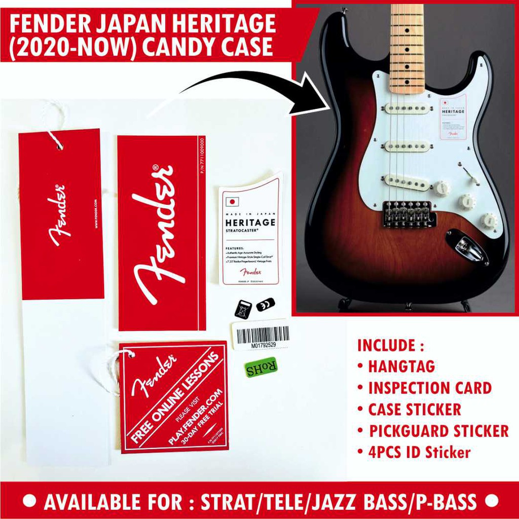 Fender Japan Heritage Guitar and Bass Candy Case Hangtag Set Plus Sticker Set