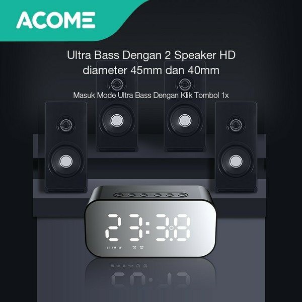 Acome A5 Speaker Bluetooth 5.0 Jam Alarm LED Display Ultra Bass - Speaker Only