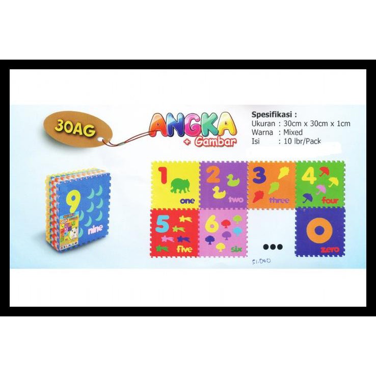 TERBARU KARPET PUZZLE BUSA EVA EDUMATS ANGKA + GAMBAR 